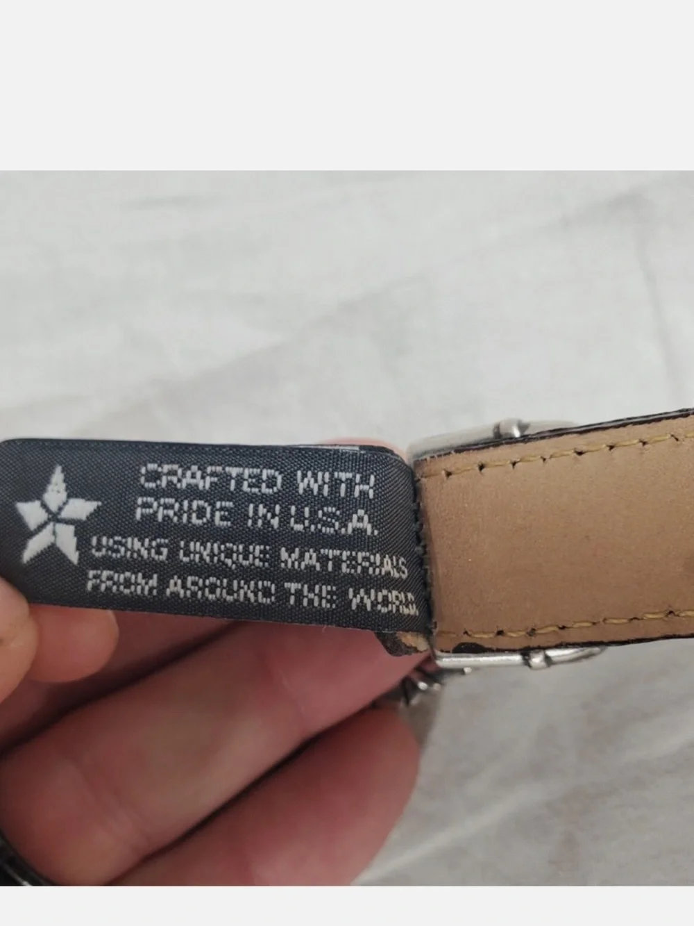 Brighton Brown Croc Embossed Leather Belt Medium Silver Western Hardware Vintage